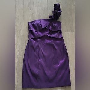 Wishes Wishes Single Shoulder Purple Plum Short Dress